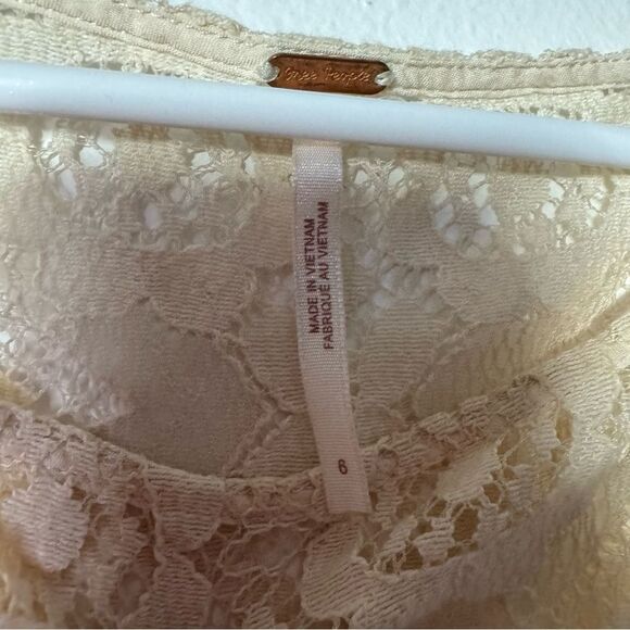 Free People Cream Lace Peplum 3/4 Sleeve Mini Dress - Picture 7 of 7